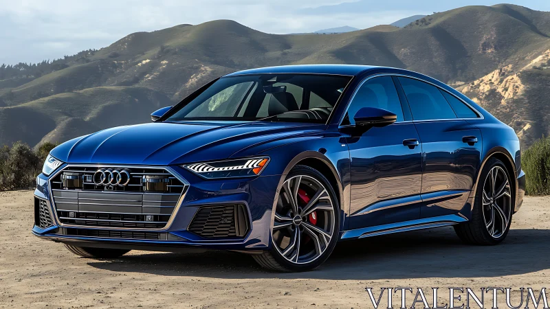 Blue performance sedan showcases sharp design under natural light