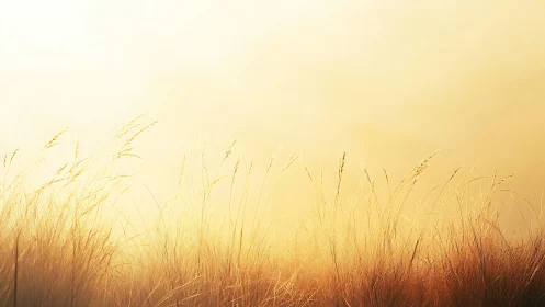 Golden tall grass in sunlight, soft minimalist nature landscape.