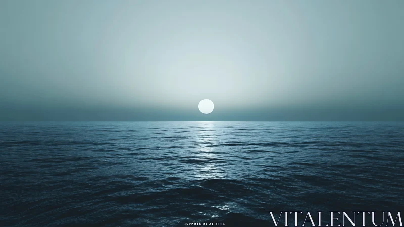 Calm ocean horizon with centered sun and controlled tonal gradient