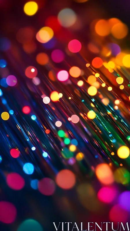 Chromatic fiber-optic bokeh field with radial light vectors.