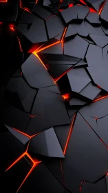 Fragmented black surface reveals glowing linear fissures below