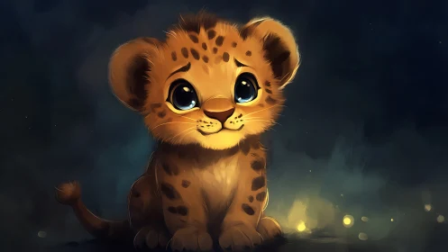 Young Leopard Cub Portrait With Luminescent Eyes
