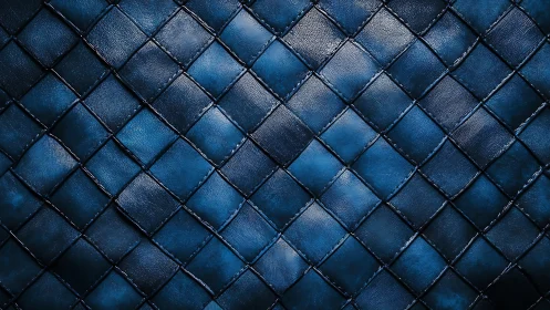 Macro detail of blue quilted leather upholstery surface