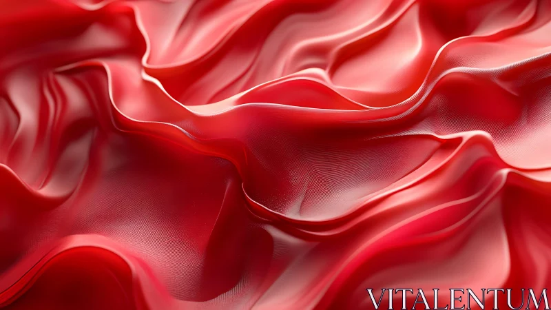 Flowing Red Silk Fabric Abstract Texture with Glossy Finish.