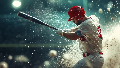 Powerful baseball swing frozen in a thrilling stadium moment.