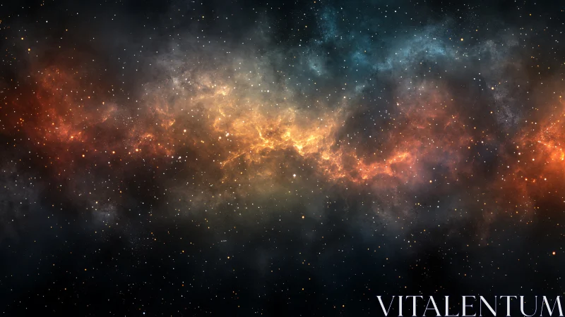 Elongated nebular band with dense star distribution pattern.