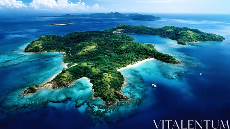 Verdant Archipelago: Tropical Island Chain with White Sand Beaches and Turquoise Waters.