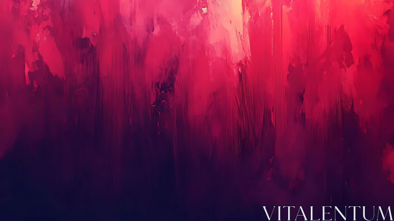 Vibrant Red and Purple Abstract Painting with Textured Brush Strokes.