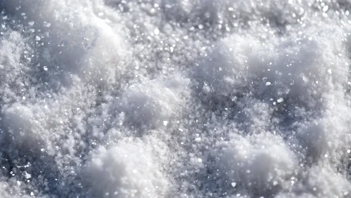 Macro depth-of-field study of sunlit granular snow surface