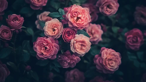 Layered Garden Roses in Muted Vintage Tones.