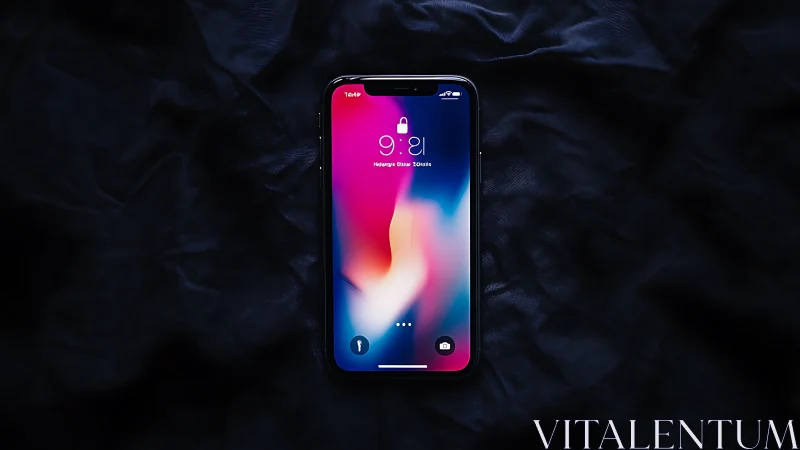 Modern Smartphone Displaying Vibrant Gradient Lock Screen Interface.