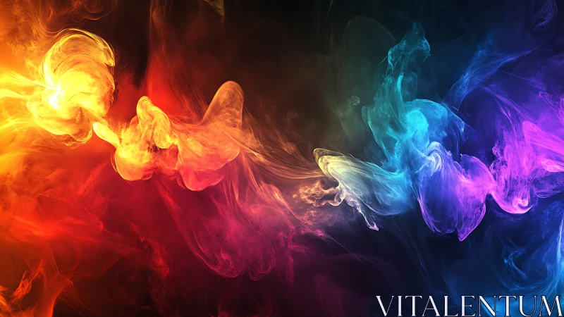 Vibrant swirling spectrum of multicolored abstract smoke.