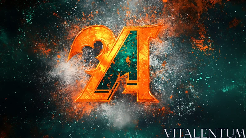 Digital painting of fiery 2A monogram with splatter effects.