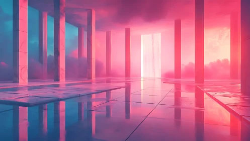 Luminous Corridor: Neon-Lit Architectural Void.