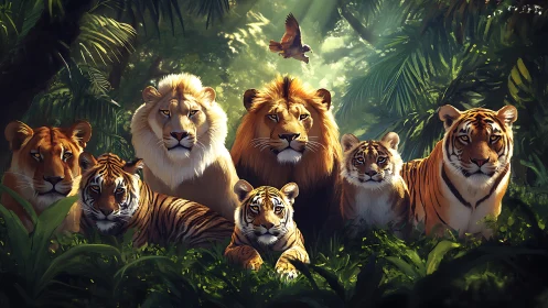 Jungle Royalty: Where Lions and Tigers Find Common Ground.