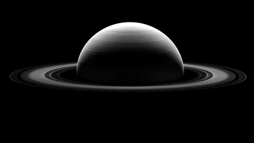 Majestic ringed planet drifting quietly in deep space.