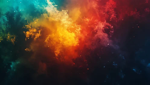 Nebula bloom where ember clouds collide in cosmic dusk.