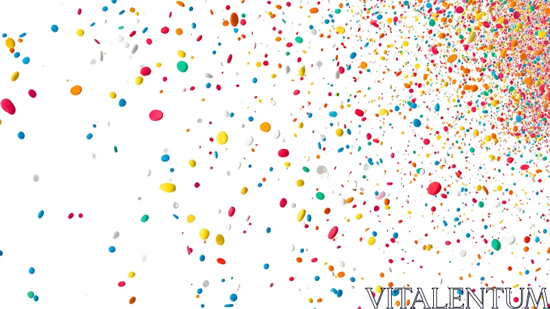 Colorful confetti swirls across white space in festive motion