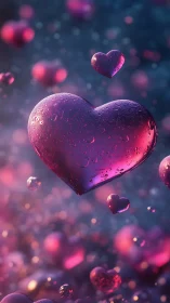 Floating Hearts in Pink and Purple Glow.