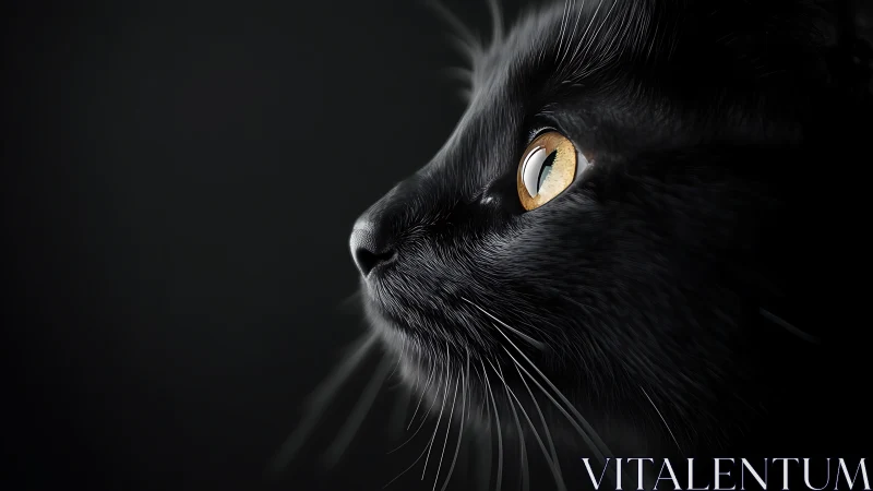 Black Cat With Golden Eyes in Shadow.