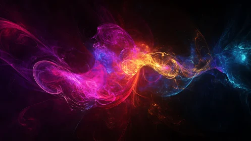 Radiant swirling energy arcs dance across a cosmic sky