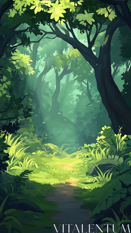 Enchanted Forest Glade with Golden Light