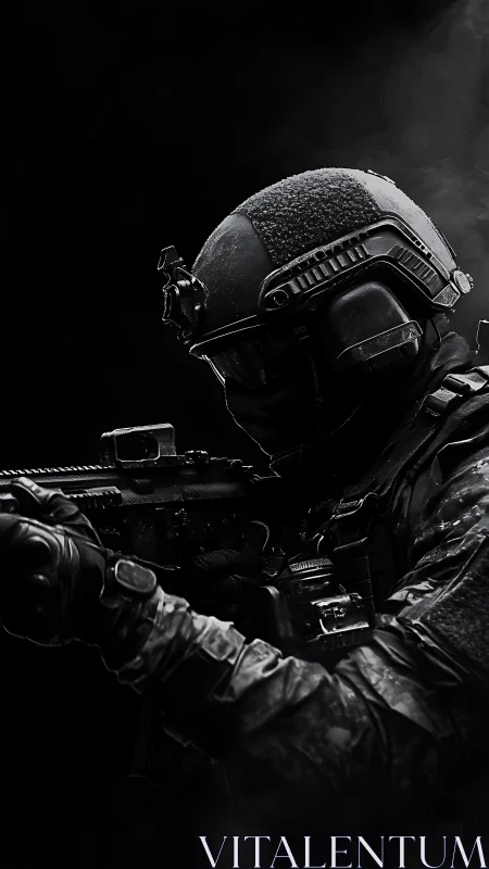 Shadow-clad operator stalks the dark with silent precision