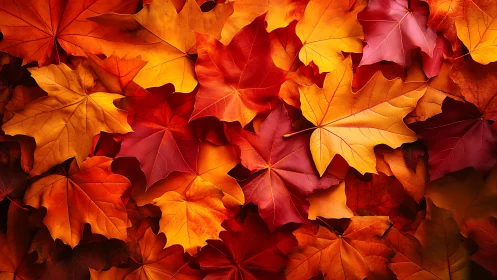 Glowing autumn leaves gathered in a cozy seasonal carpet.