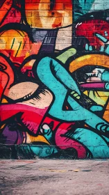 Color-drenched graffiti wall pulses with raw urban energy