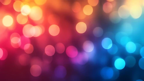 Vibrant bokeh lights in rainbow colors, abstract digital style.