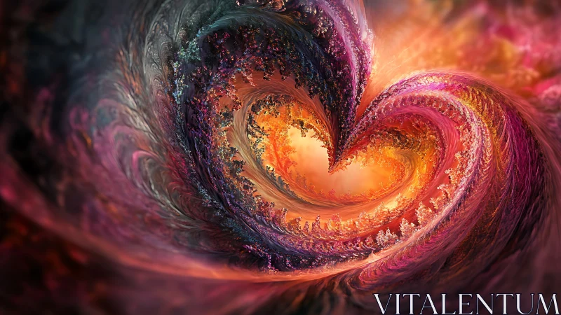 Fractal heart shaped vortex in multicolored abstract field.