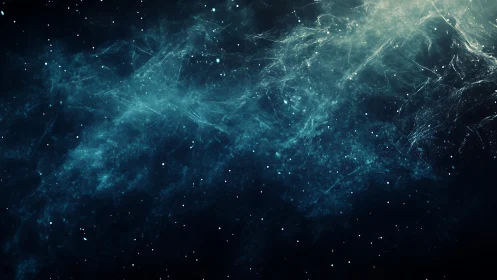 Cosmic nebula clouds swirl in a deep midnight starfield