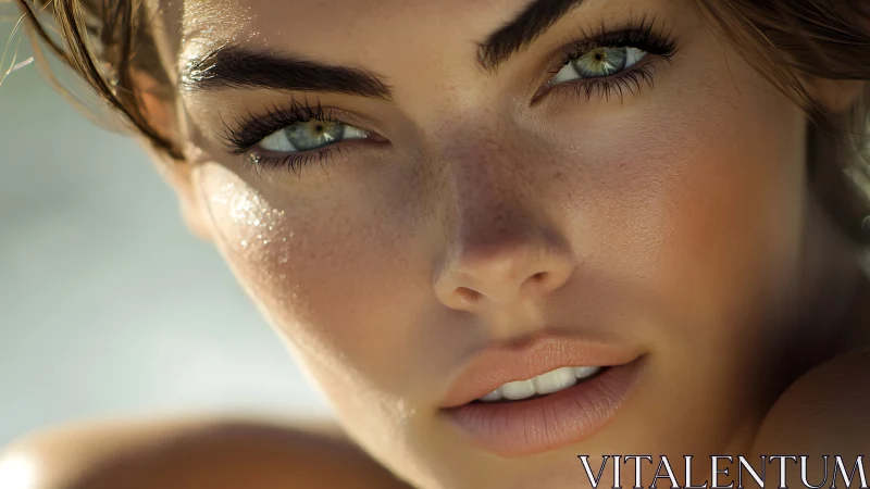 Macro facial portrait with high-frequency skin detail rendering.