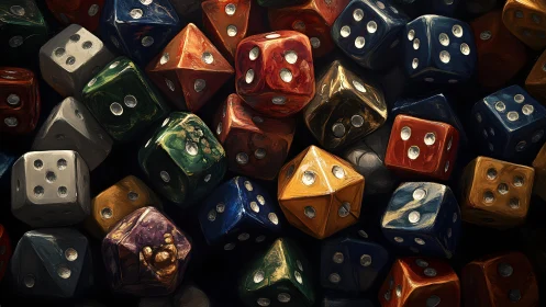 Color dice cluster glow under dramatic directional light.