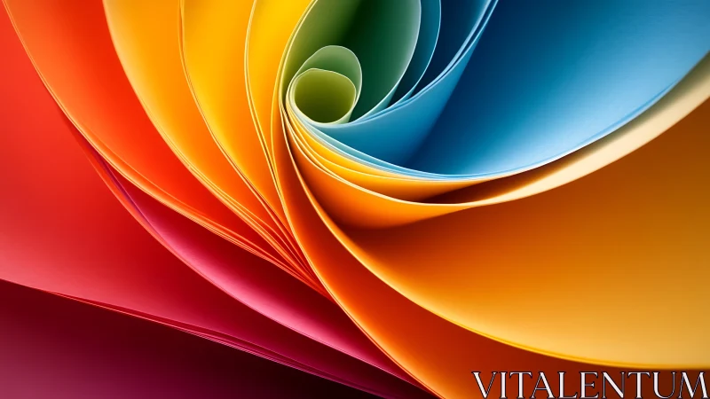 Swirling rainbow paper vortex curling into luminous color.