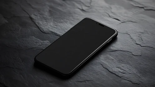 Modern smartphone on textured dark slate surface