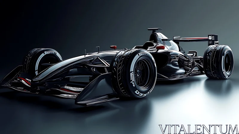 High-gloss black single-seater race car with advanced aero bodywork