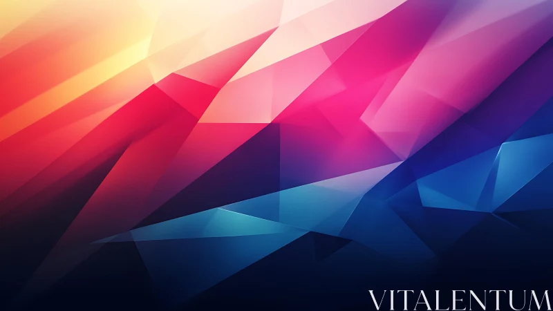 Abstract geometric art with vibrant gradient colors and sharp lines.