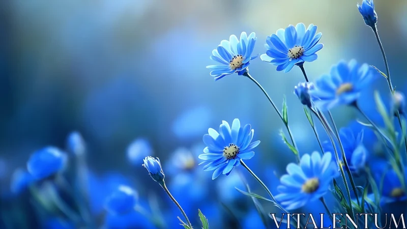 Azure Dreams: Blue Flowers in Gentle Focus.