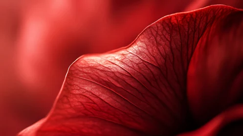Macro study of red petal veins under directional light