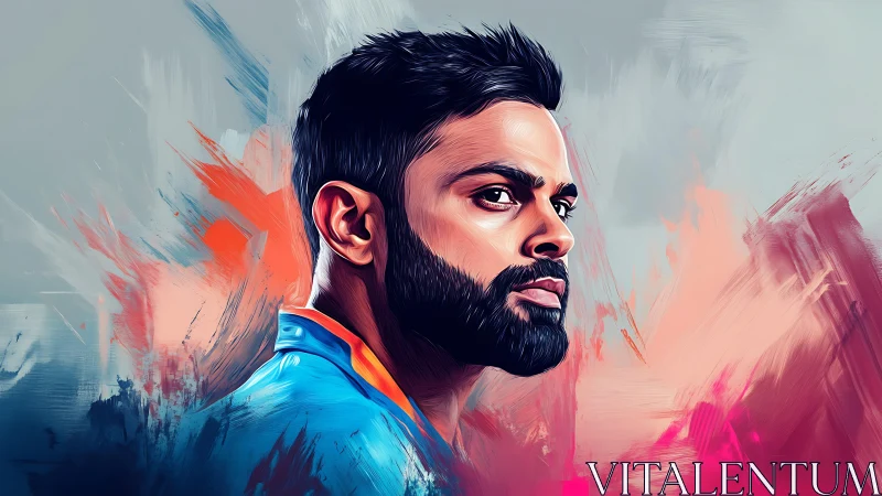 Bold portrait of a focused athlete set in vivid paint strokes