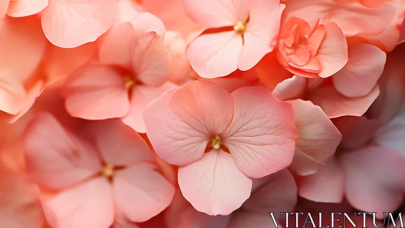 Delicate Coral Petunias: Soft-focus Botanical Closeup Study.