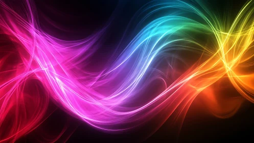 Spectral light trails in multicolor flowing wave composition