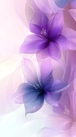 Abstract Purple Flowers Digital Illustration.