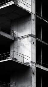 Concrete skeleton in chiaroscuro light, frozen mid-construction.