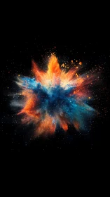 Cosmic powder explosion radiates blue and orange energy