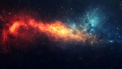 Bicolor nebula stream cuts through deep star field space