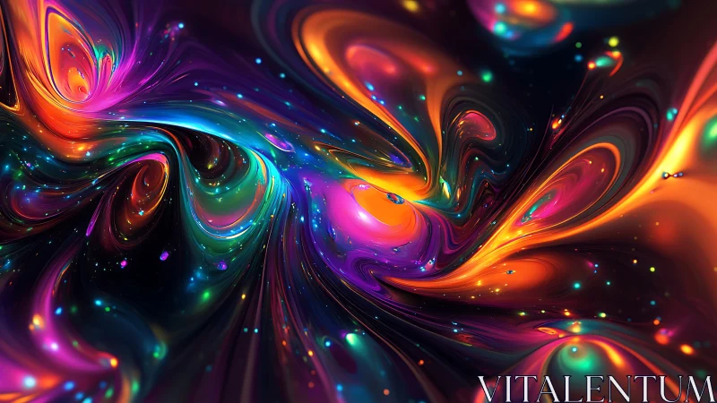 Digital painting of luminous swirling cosmic energy fields.