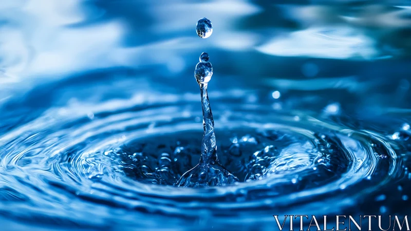 High-speed macro capture of blue liquid droplet splash column