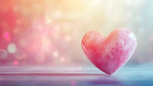 Pink Crystal Heart Against Soft Pastel Gradient Background.